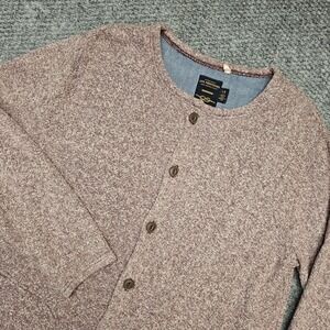 CPO Provisions‎ Mens Cardigan Sweater Burgundy Speckled Knit Button Pockets LG